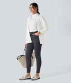 Pantalon tailleur Halara Flex™ skinny chevrons taille haute avec poches