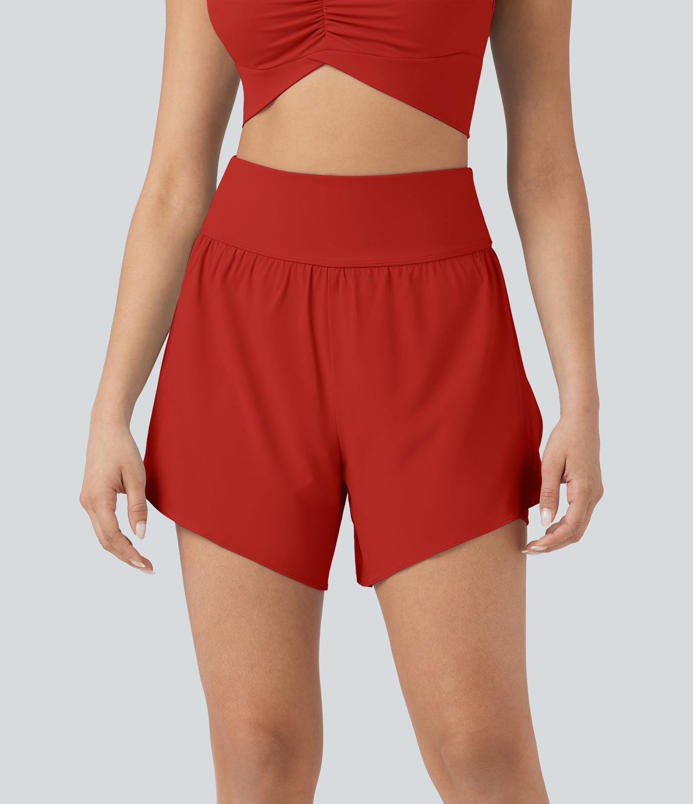 Short 2-en-1 de course gainant taille haute avec points réfléchissants, ourlet croisé et séchage rapide 12,5 cm avec poches SoftlyZero™