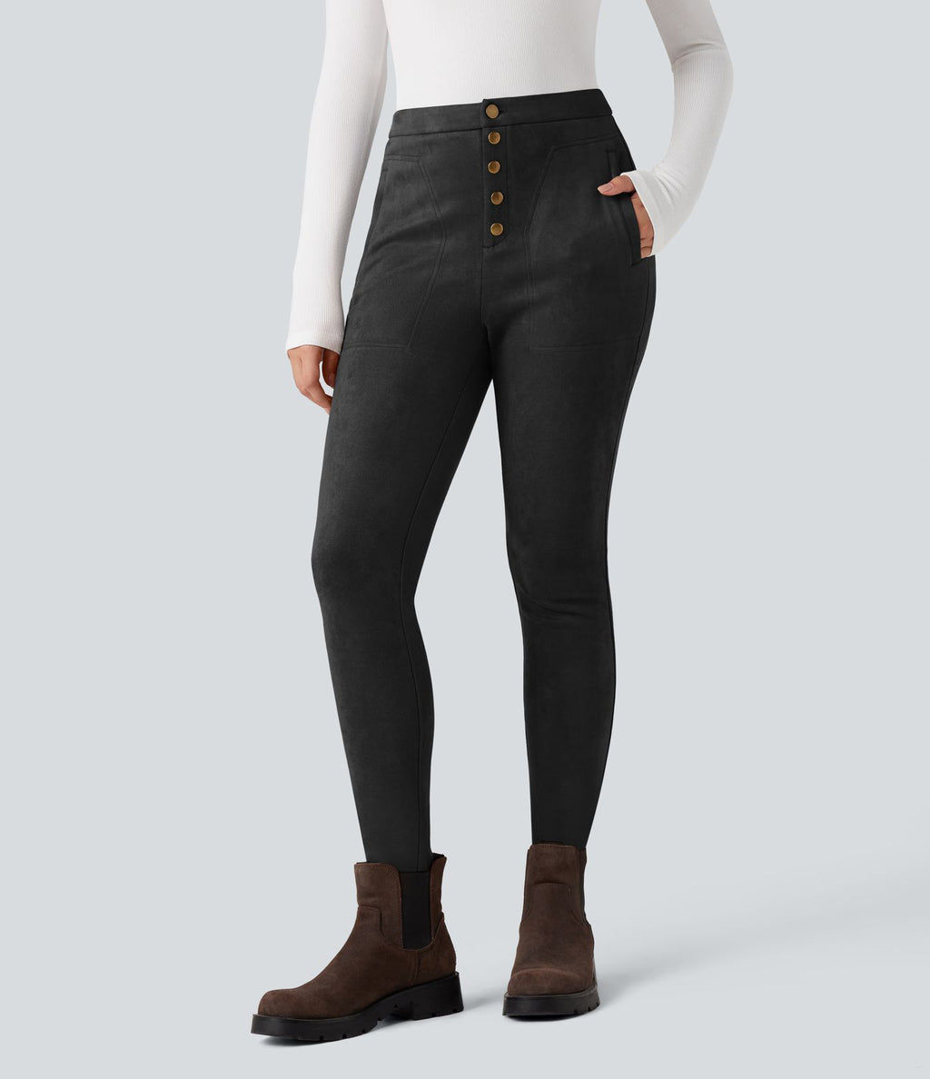 Legging suédine taille haute avec poches
