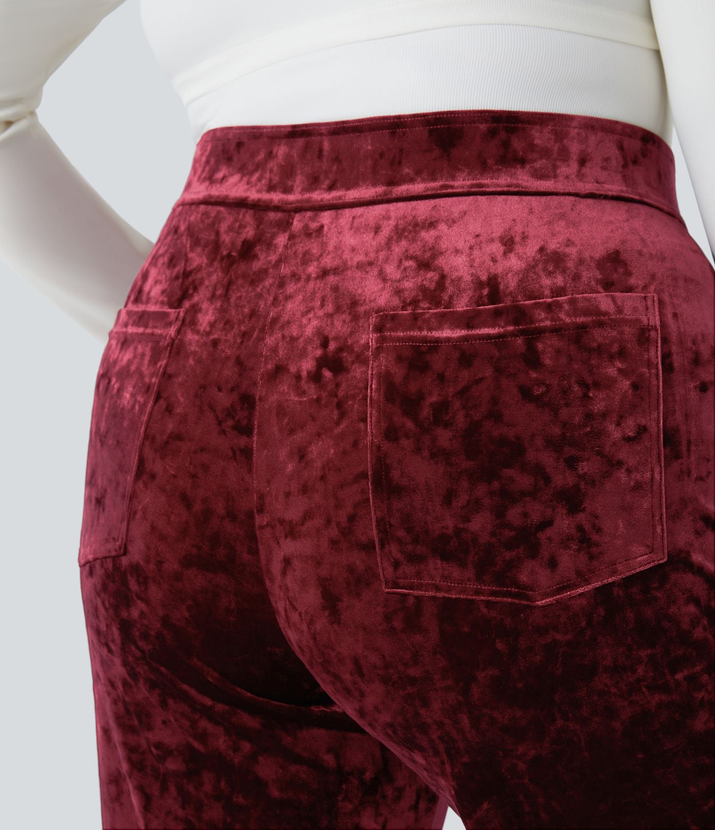 Pantalon décontracté grande taille en velours taille haute à boutons avec poches multiples et jambes droites