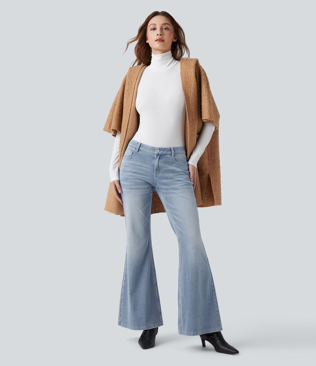 Halara Flex™ Jean évasé décontracté délavé taille basse avec poches