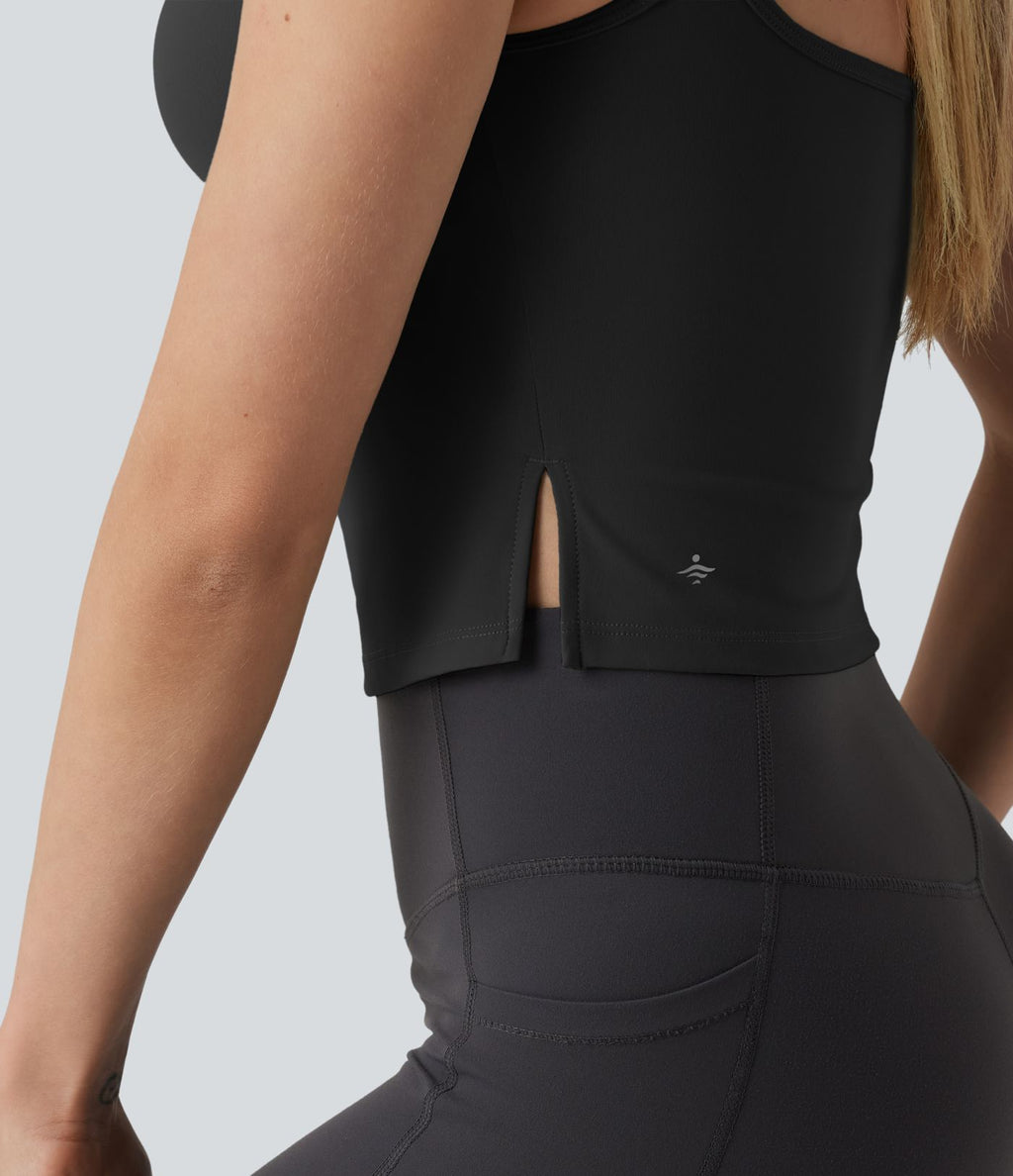 Débardeur de yoga dos ouvert avec fentes et bretelles ajustables SoftlyZero™ Plush