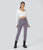 Pantalon cargo ajusté uni taille haute DayStretch avec poches zippées