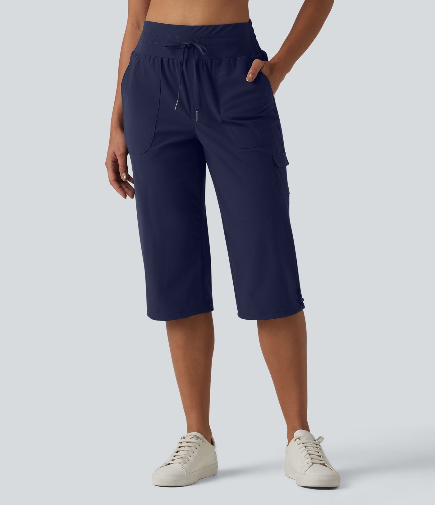 Pantalon décontracté corsaire droit taille mi-haute effet frais InstantCool à séchage rapide, cordon de serrage et poches, protection solaire UPF40+