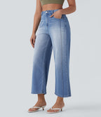 Jean 7/8 baggy décontracté délavé taille haute avec poches Halara Flex™