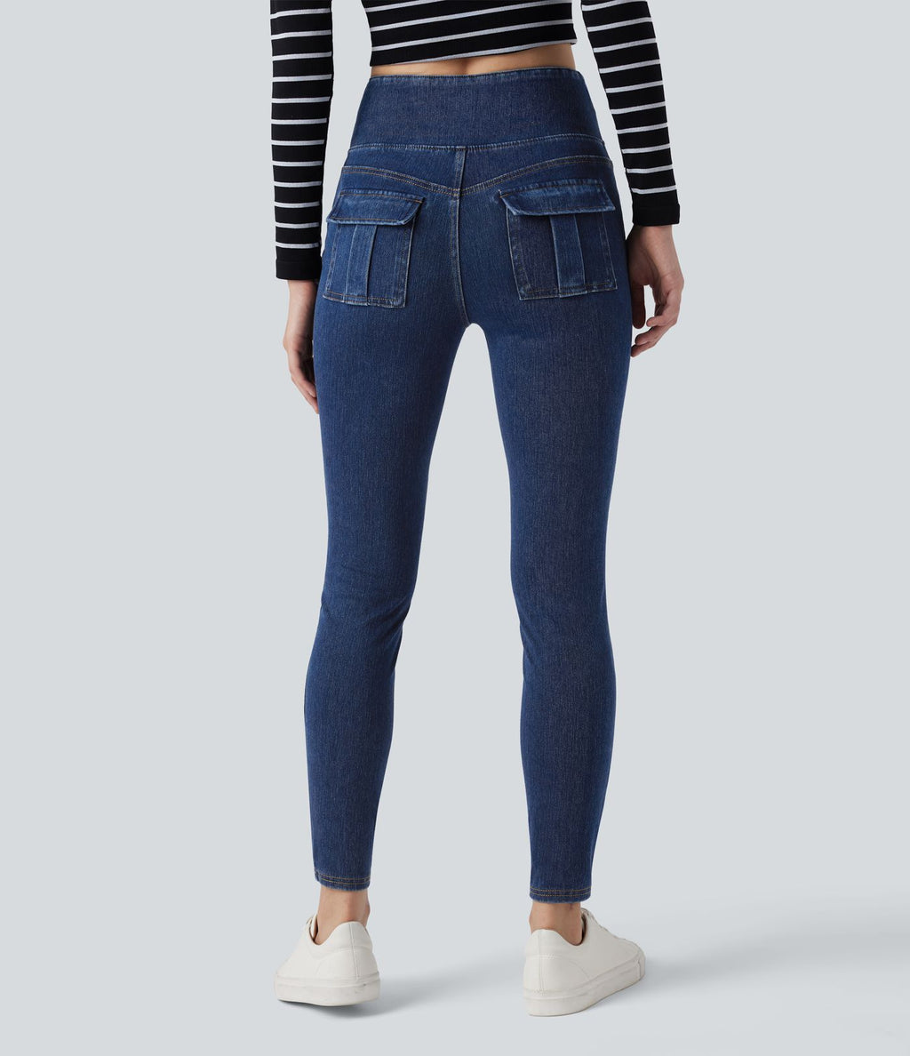 Legging décontracté gainant taille haute effet denim avec poches Halara Flex™