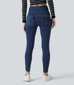Legging décontracté gainant taille haute effet denim avec poches Halara Flex™
