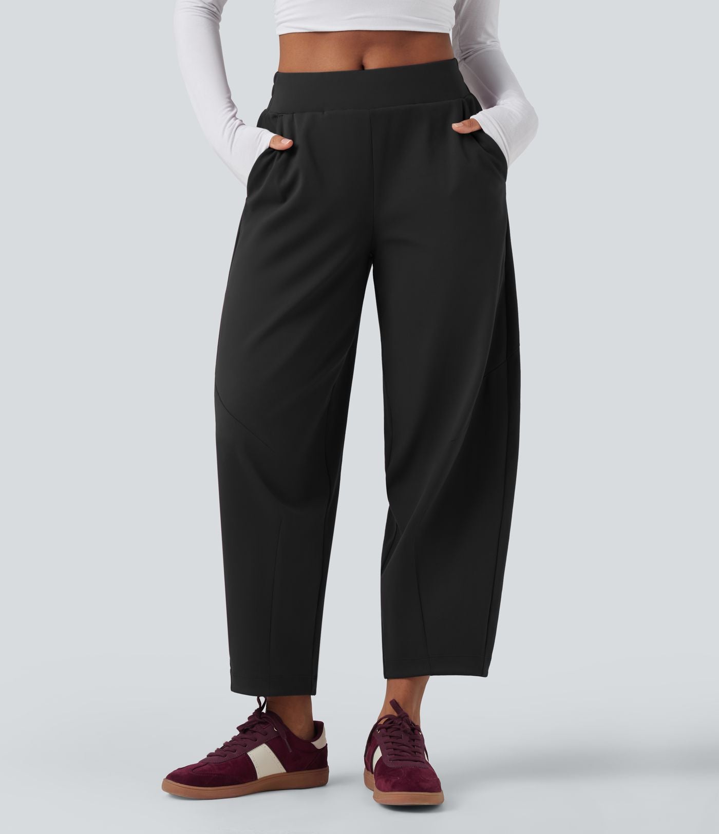 Pantalon 7/8 jambes tonneau taille moyenne DayStretch avec poches