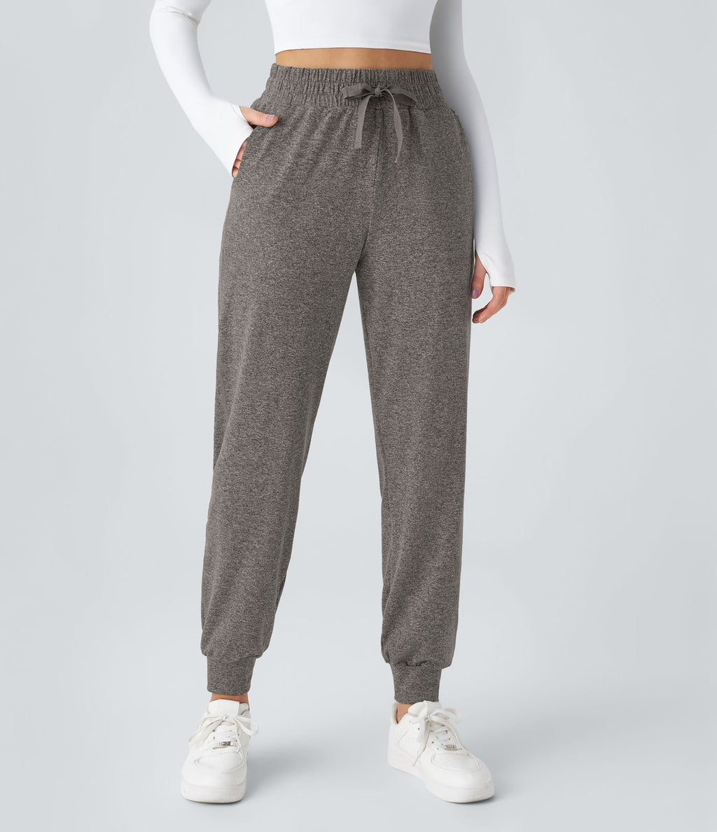 Jogging Yoga Froncé Taille Haute Cordon de Serrage Poche Latérale