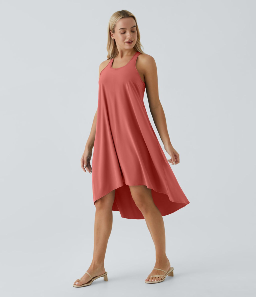 Robe décontractée mi-longue Breezeful™ dos nageur poche latérale fluide asymétrique séchage rapide A-C