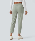 Pantalon de golf fuselé, taille mi-haute, cordon, ourlet courbé, séchage rapide, avec poches—UPF40+