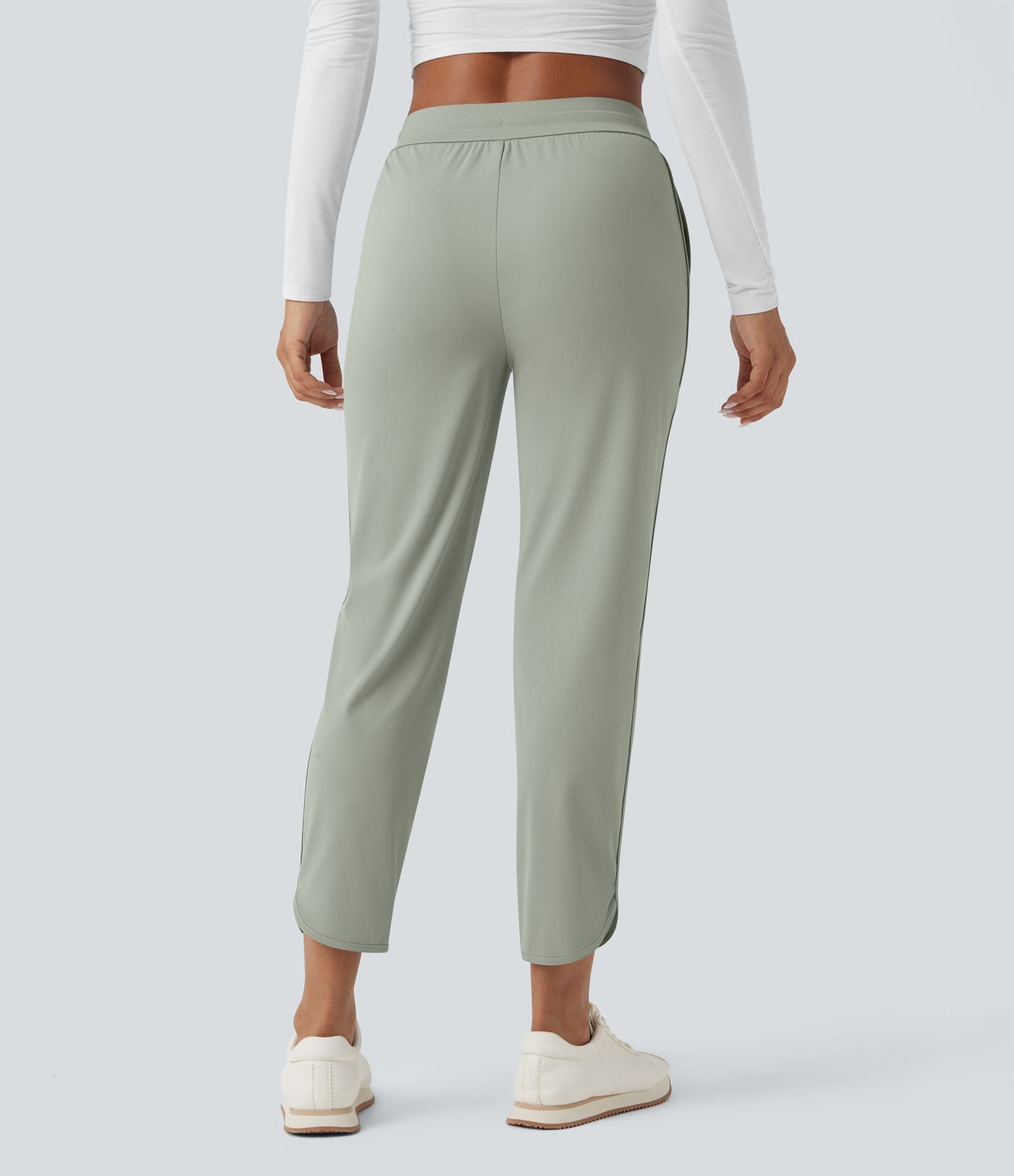 Pantalon de golf fuselé, taille mi-haute, cordon, ourlet courbé, séchage rapide, avec poches—UPF40+