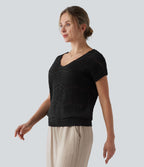 Pull col V manches courtes