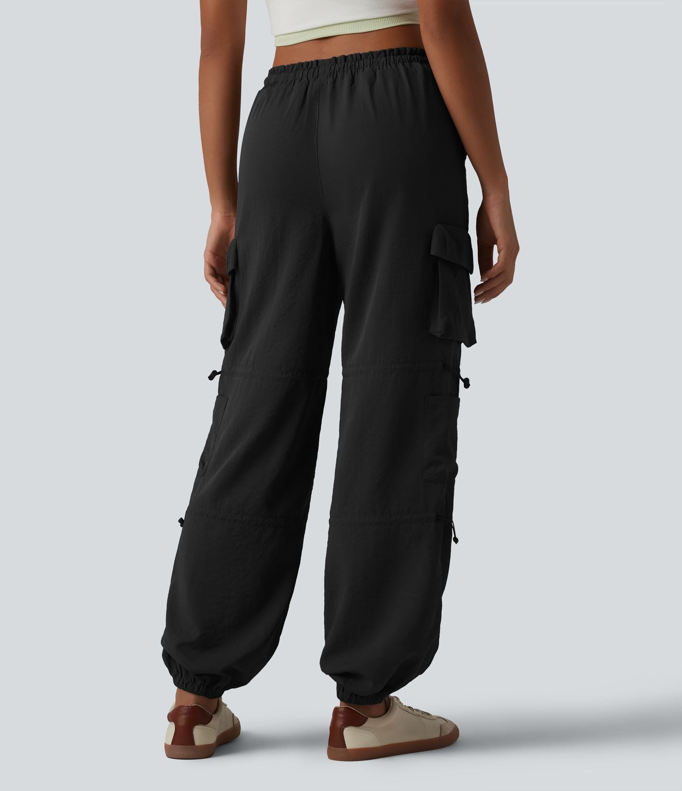 Jogging cargo taille mi-haute avec cordon de serrage réglable et poches