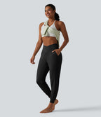 Jogging de yoga SoftlyZero™ taille haute, coupe fuselée et croisée, avec poches - Protection solaire UPF50+