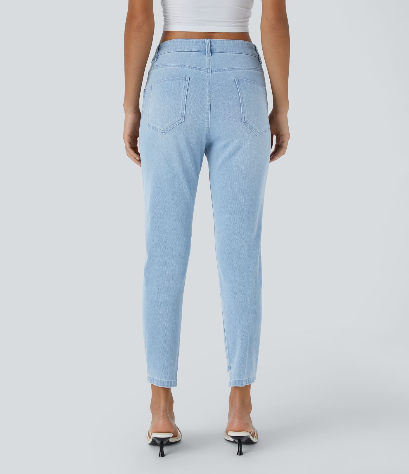 Jean skinny 7/8 décontracté taille basse Halara Flex™ avec poches zippées