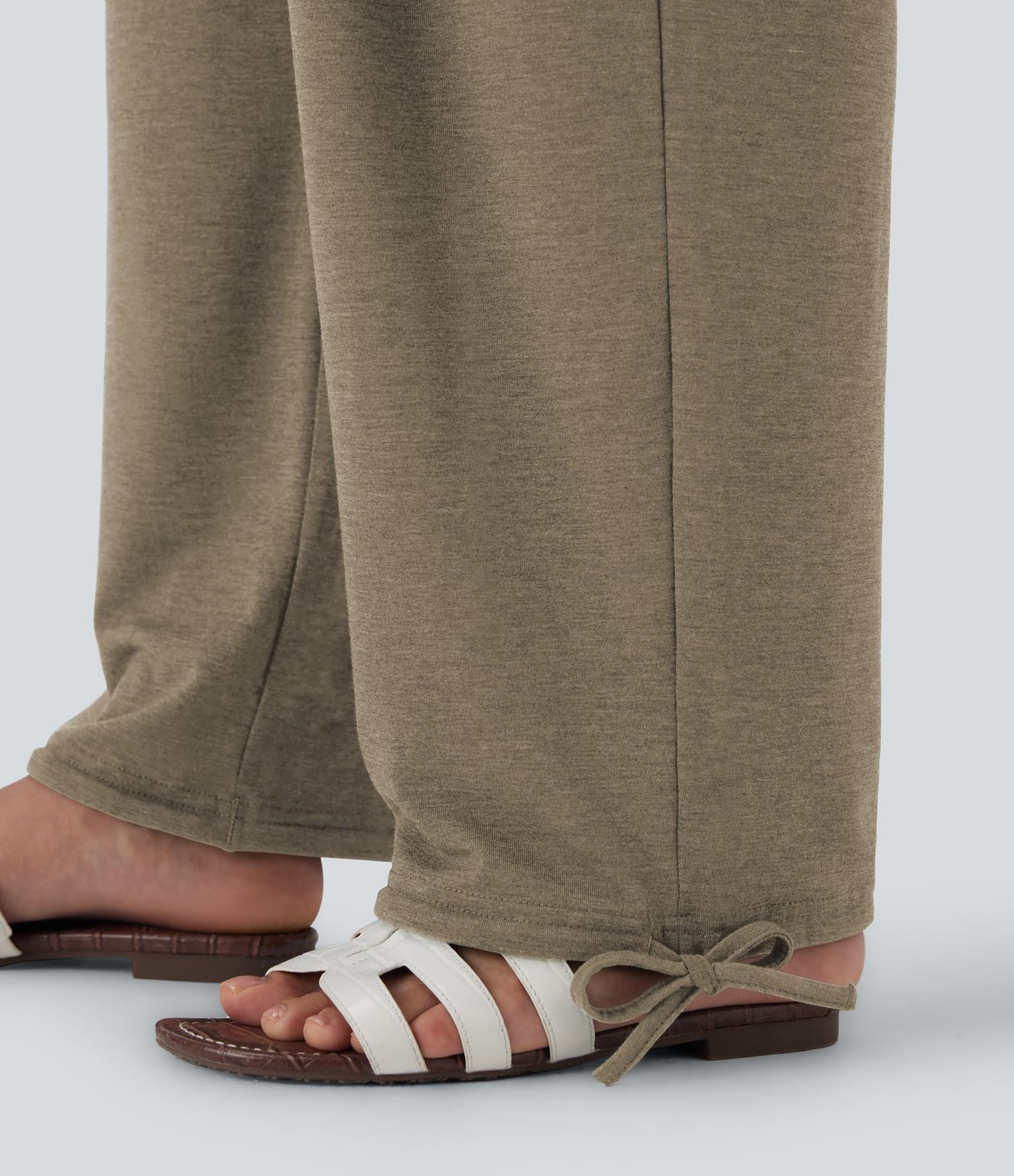 Pantalon de jogging décontracté à taille haute croisée avec poches latérales et cordon de serrage