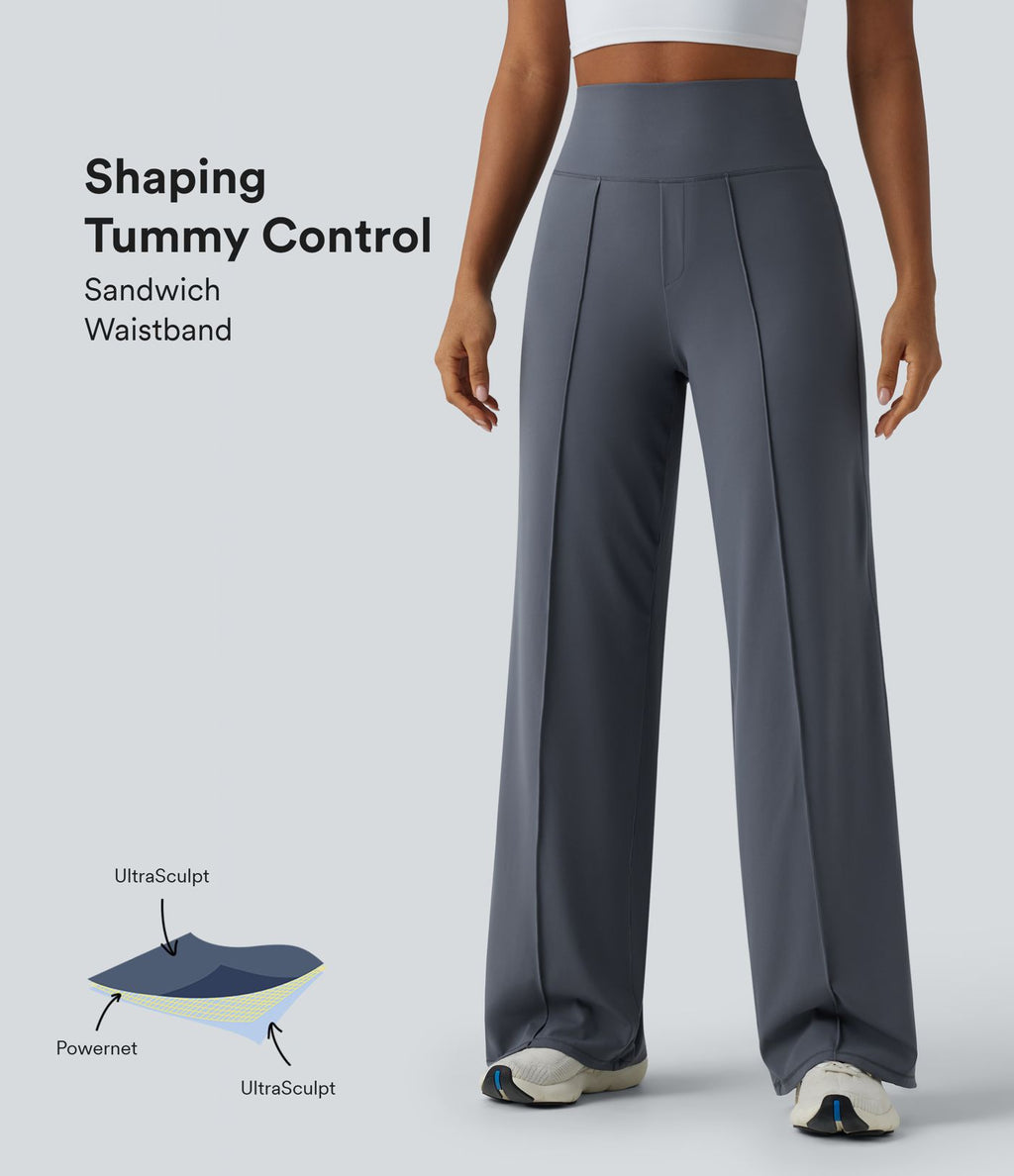 Pantalon de yoga jambes droites taille haute gainant Halara UltraSculpt™ avec poches