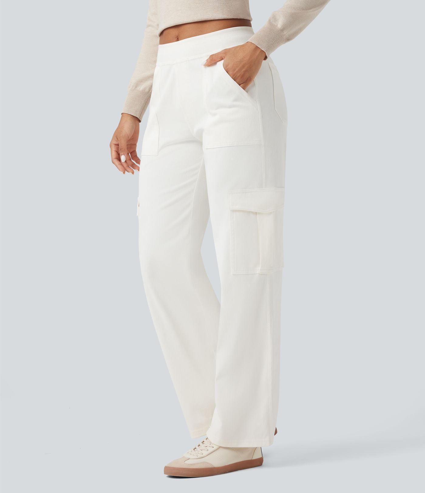 Halara Flex™ Taille Mi-Haute Multiples Poches Jambe Droite Jean Cargo Décontracté Extensible