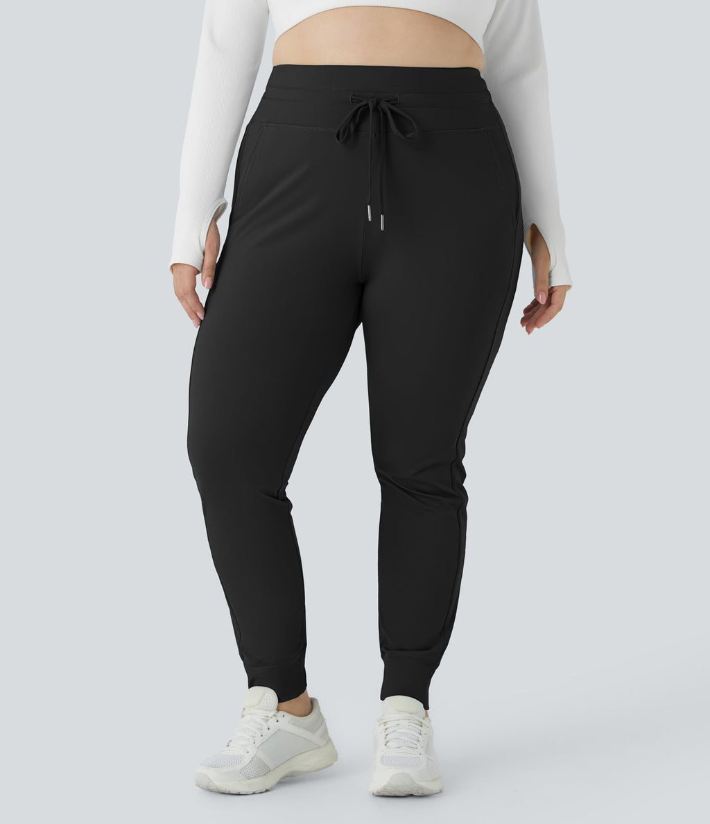 Jogging grande taille SoftlyZero™ Airy taille haute avec cordon de serrage poches latérales longueur complète effet frais InstantCool, protection solaire UPF50+
