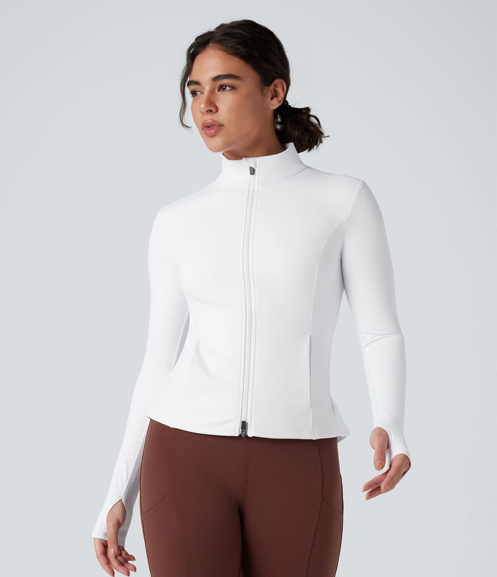 Veste ajustée col montant zippée avec passants pouces et ourlet à volants DayStretch avec poches