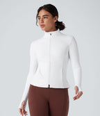 Veste ajustée col montant zippée avec passants pouces et ourlet à volants DayStretch avec poches