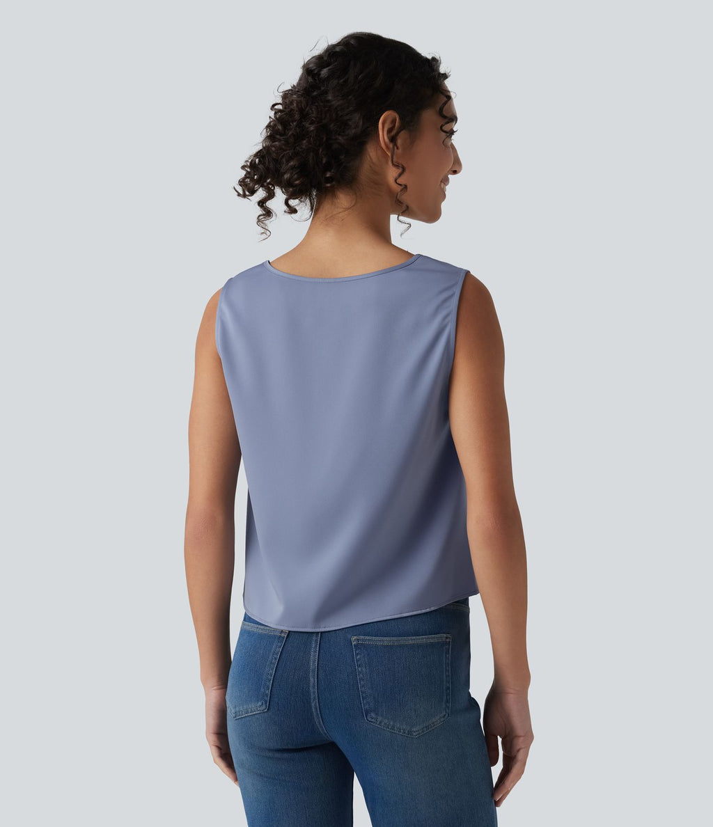 Débardeur casual satin col rond échancré