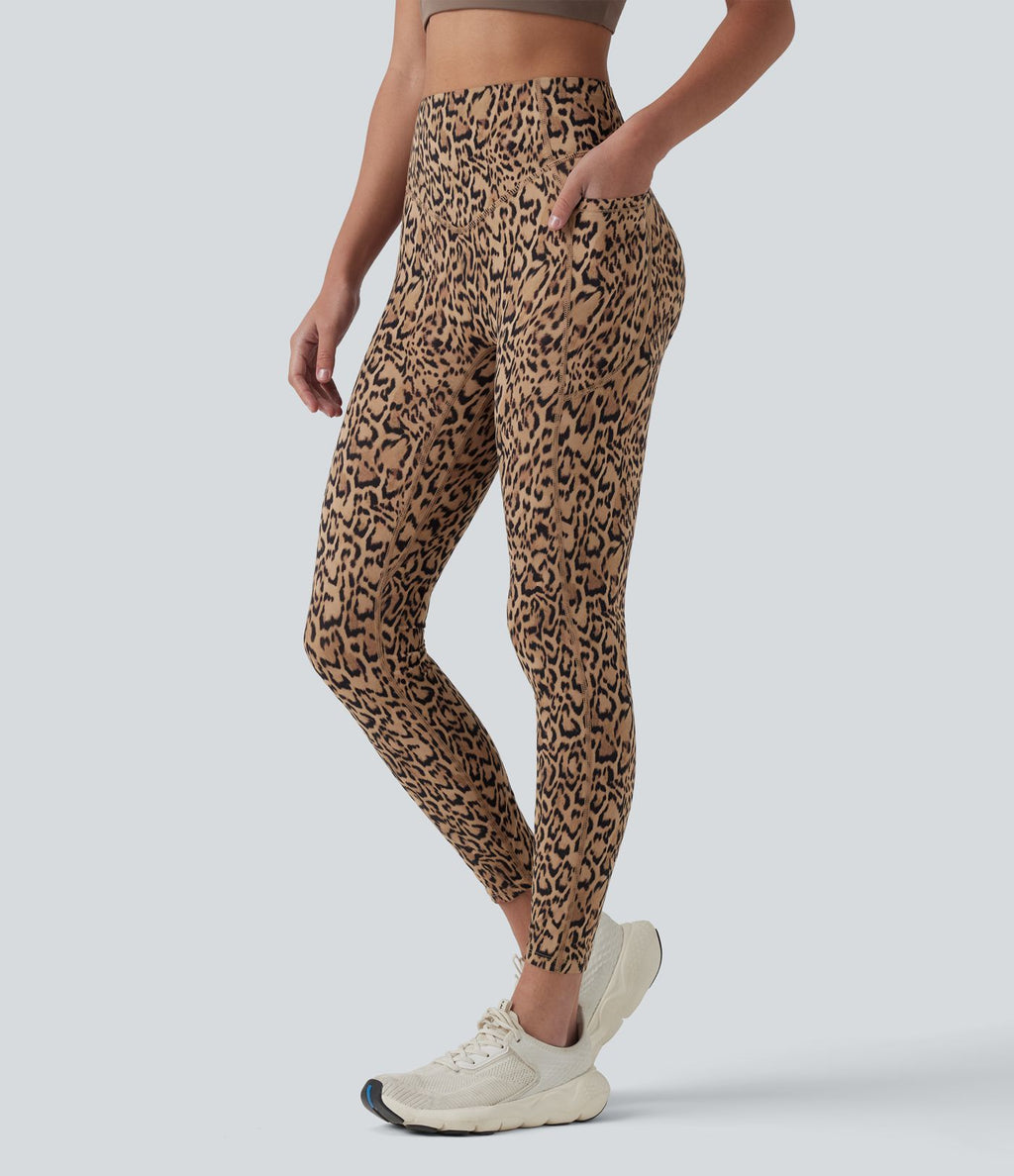 Legging d'entraînement taille haute gainant effet push-up imprimé léopard Halara UltraSculpt™ avec poches