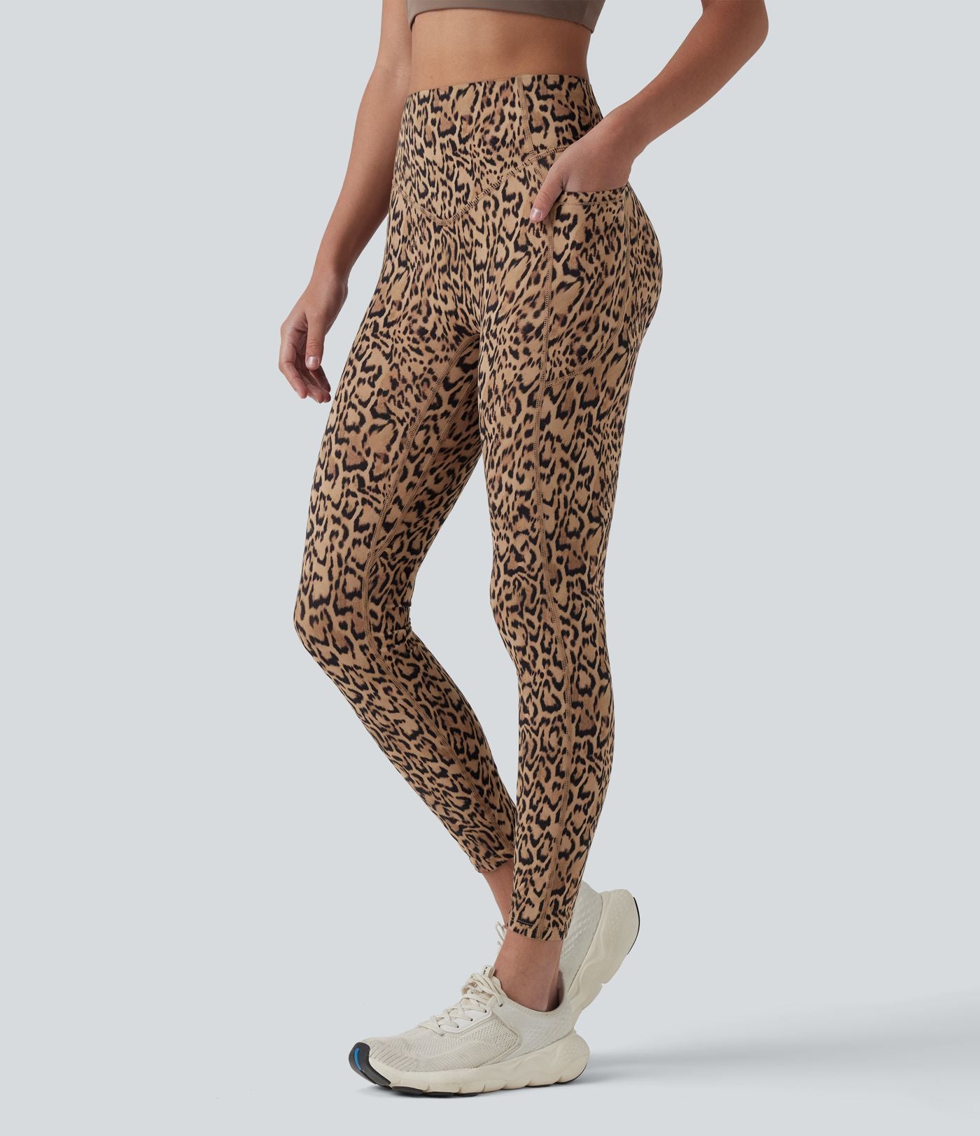 Legging d'entraînement taille haute gainant effet push-up imprimé léopard Halara UltraSculpt™ avec poches