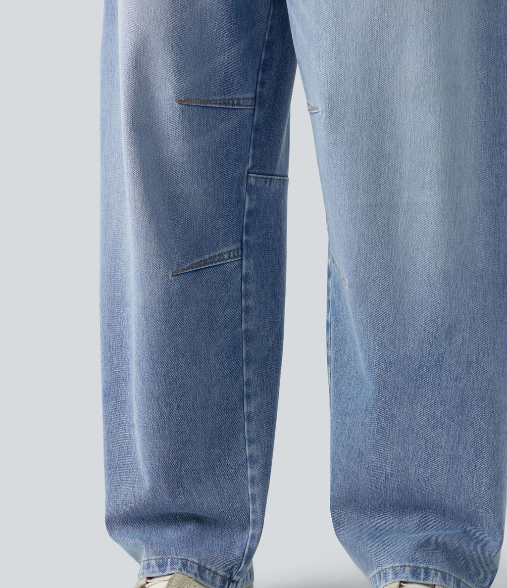 Halara Flex™ Jean barrel casual taille basse avec poches