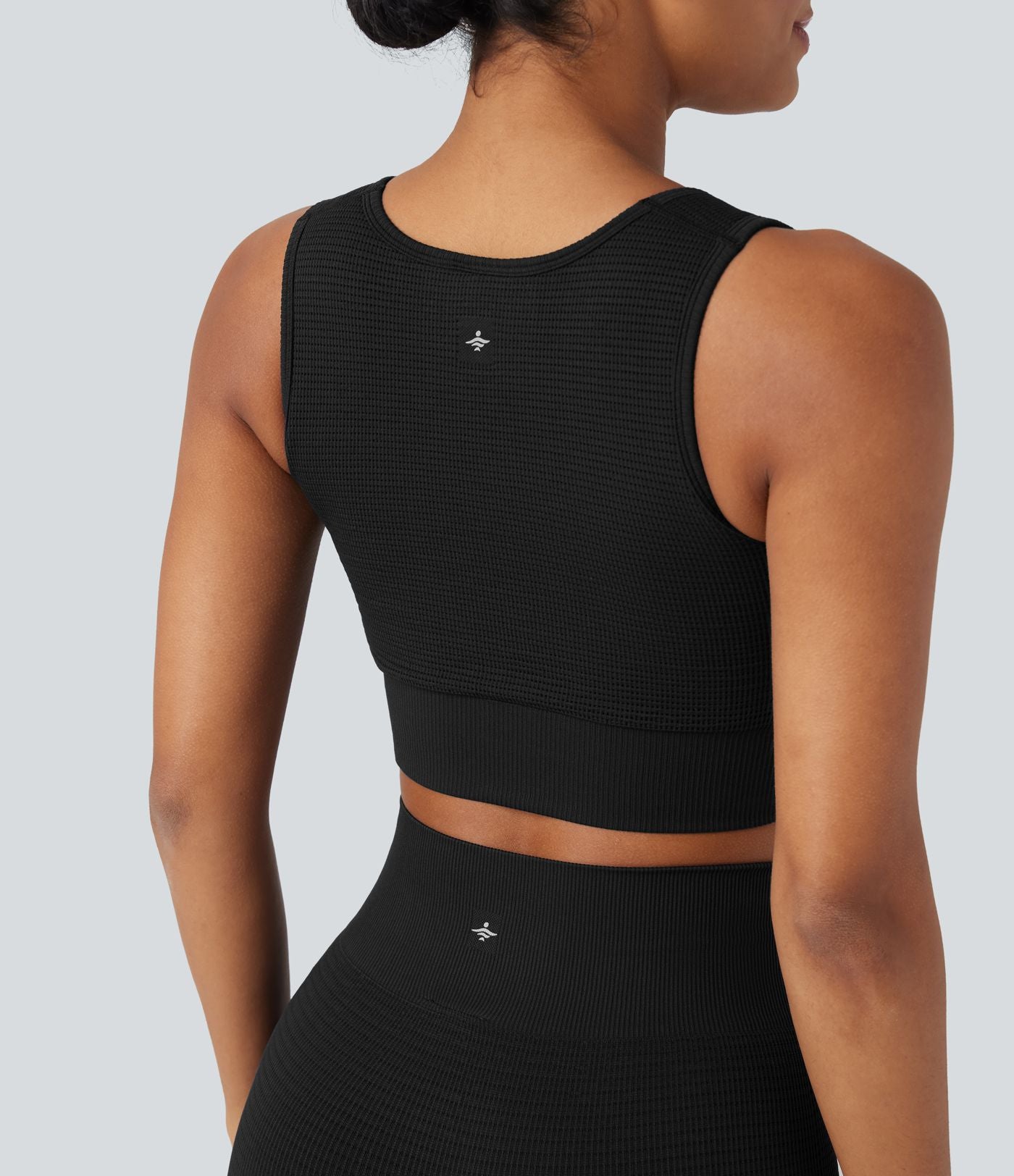 Brassière de sport yoga courte maintien léger col U en maille gaufrée sans couture OneForm Seamless Flow
