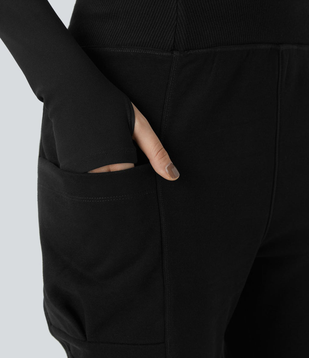Jogging jogging cargo sarouel en polaire taille haute avec poches multiples