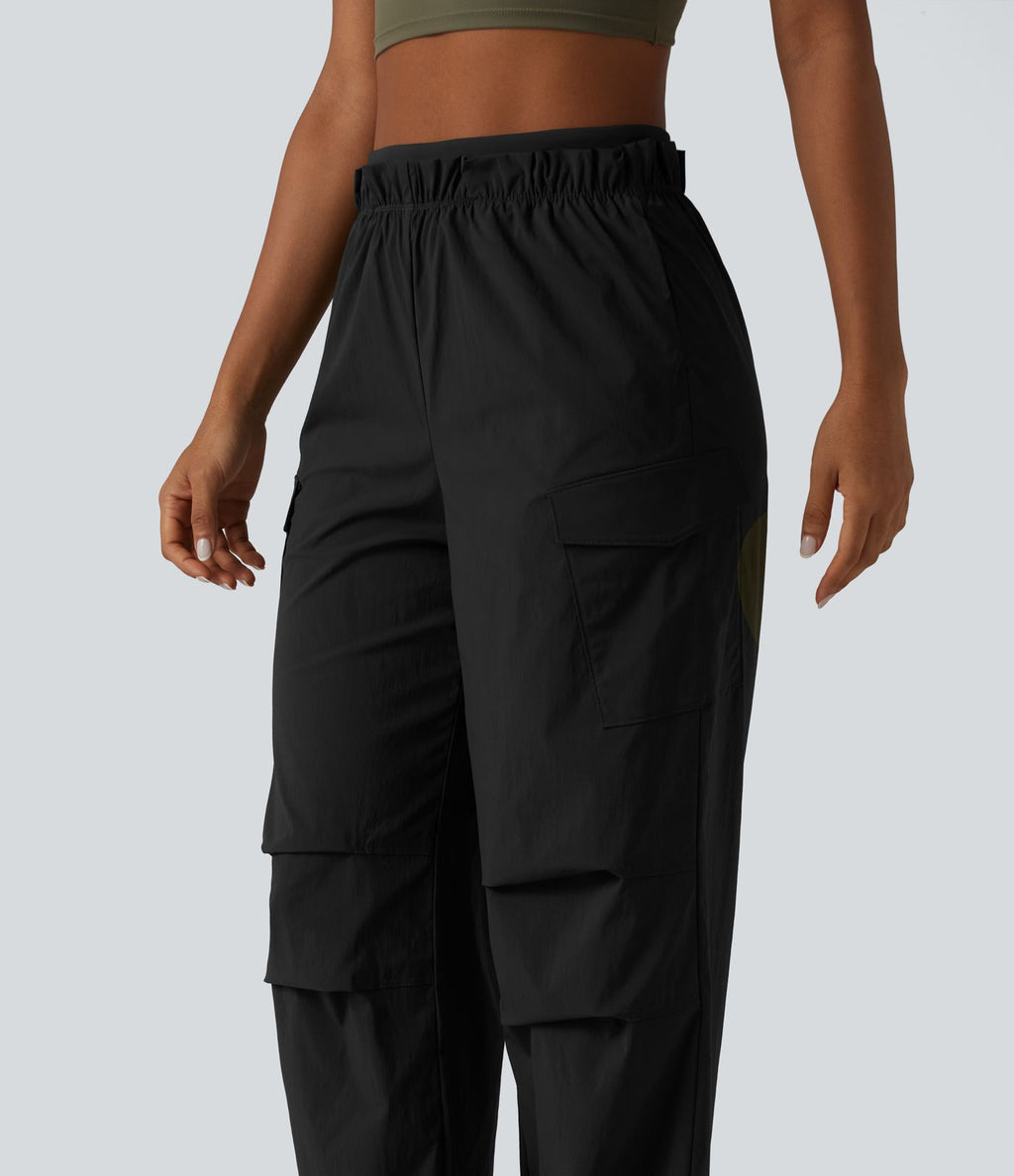 Jogging cargo ample de randonnée taille haute avec poches