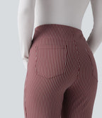 Pantalon de travail Halara Flex™ évasé à rayures, taille haute, avec poches