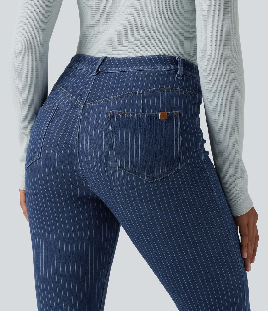 Jean Halara Flex™ mi-taille évasé à rayures décontracté avec poches