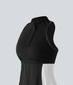 Halara UltraSculpt™ Robe sport mini de golf à col cheminée, soutien-gorge intégré, dos nageur et colorblock