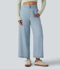 Jean 7/8 ample drapé en lyocell taille mi-haute avec poches