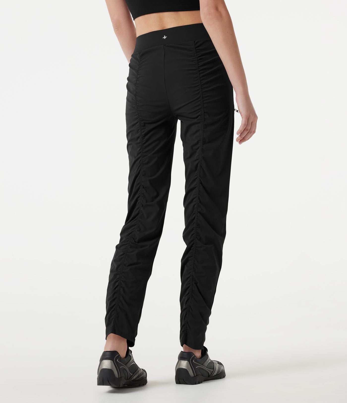 Pantalon slim de running taille haute à séchage rapide avec fronces et poches