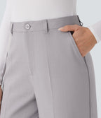 Pantalon tailleur droit à taille haute avec poches latérales