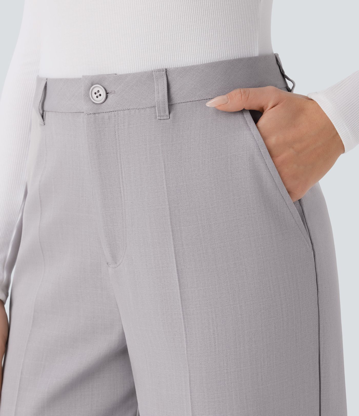 Pantalon tailleur droit à taille haute avec poches latérales