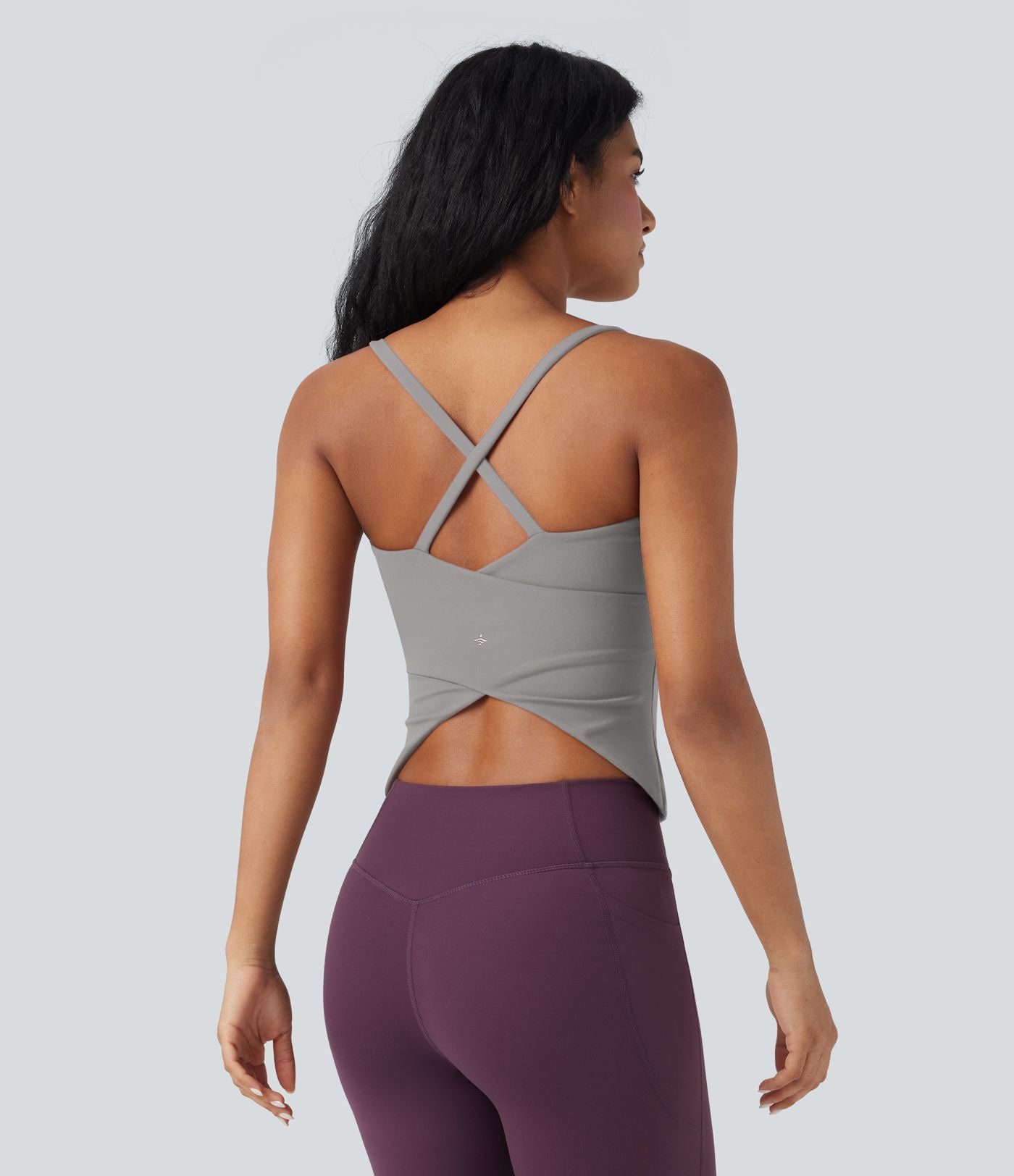 Débardeur de yoga col rond dos croisé à ourlet croisé