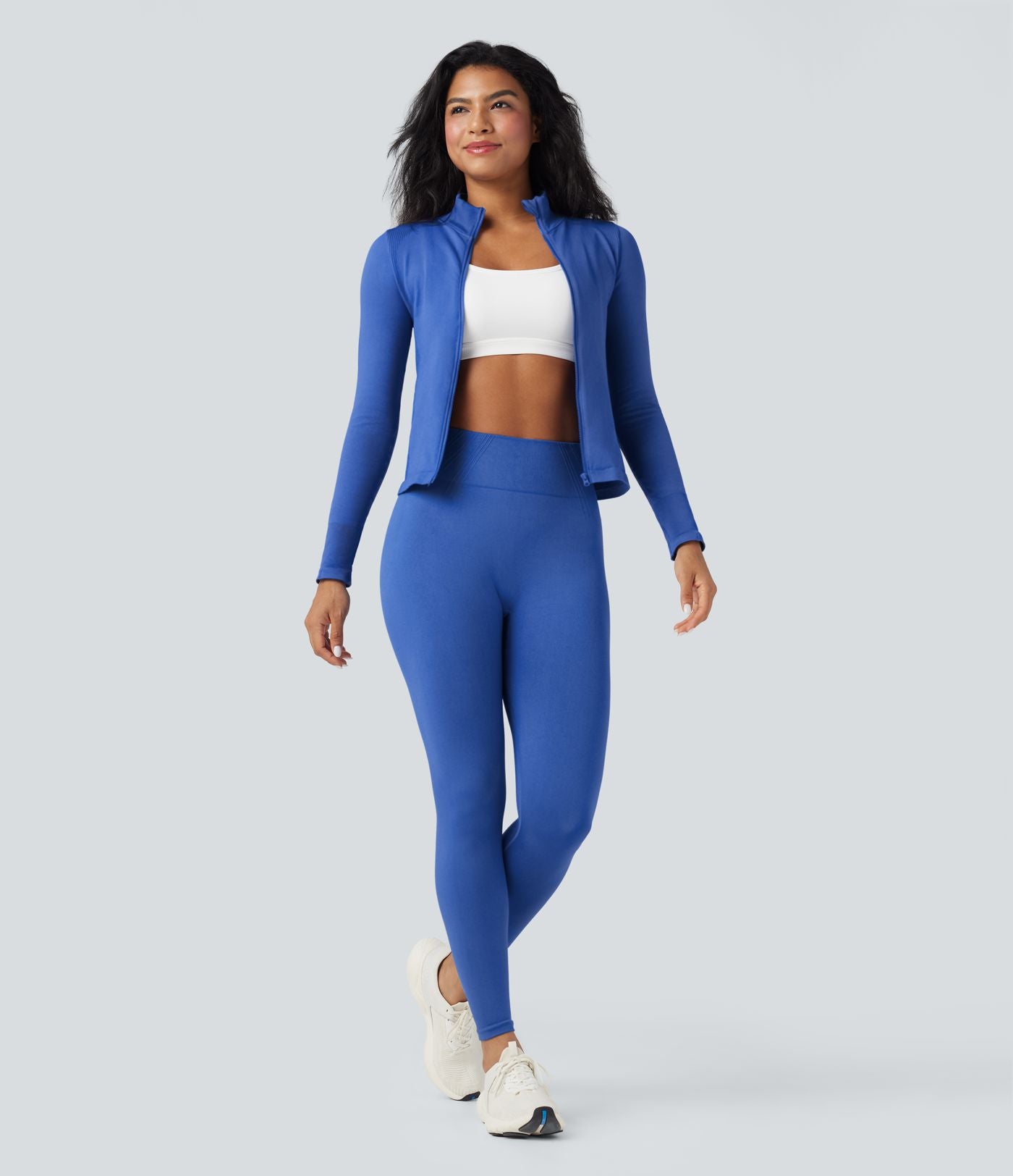 Veste yoga col montant à manches longues avec passants pouces sans couture OneForm Seamless Flow