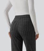 Pantalon tailleur Halara Flex™ à carreaux taille haute coupe droite avec poches