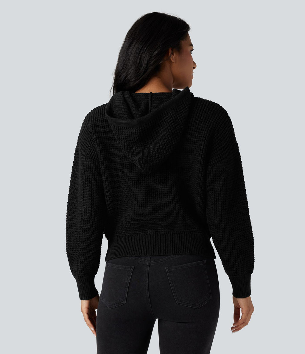 Pull à capuche cordon de serrage manches longues
