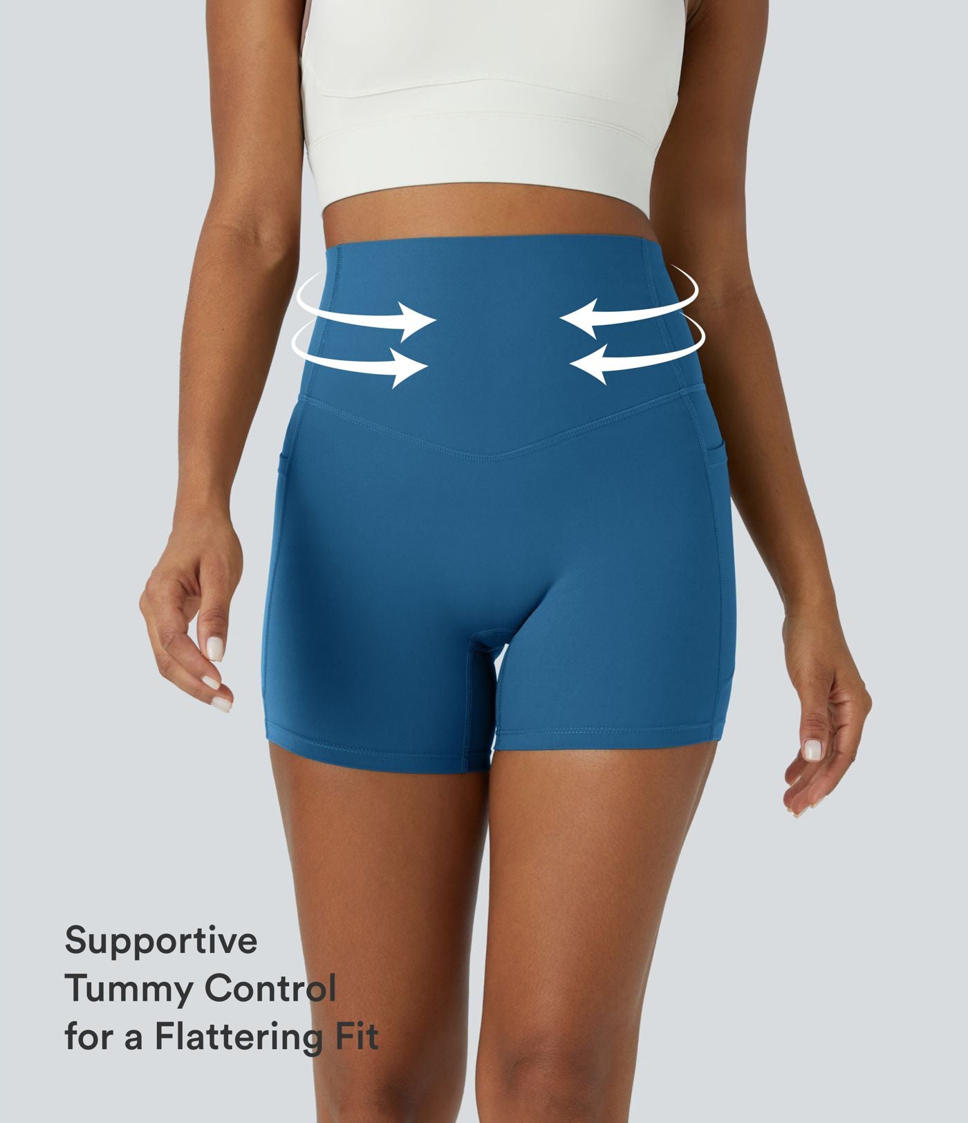 Short cycliste d'entraînement gainant taille haute UltraSculpt™ SoCinched à poches latérales 12,5 cm