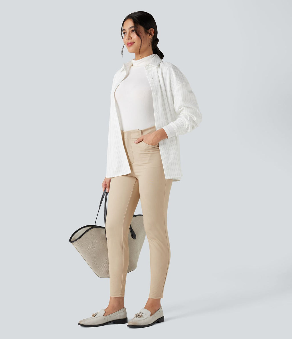 Pantalon tailleur Halara Flex™ skinny chevrons taille haute avec poches