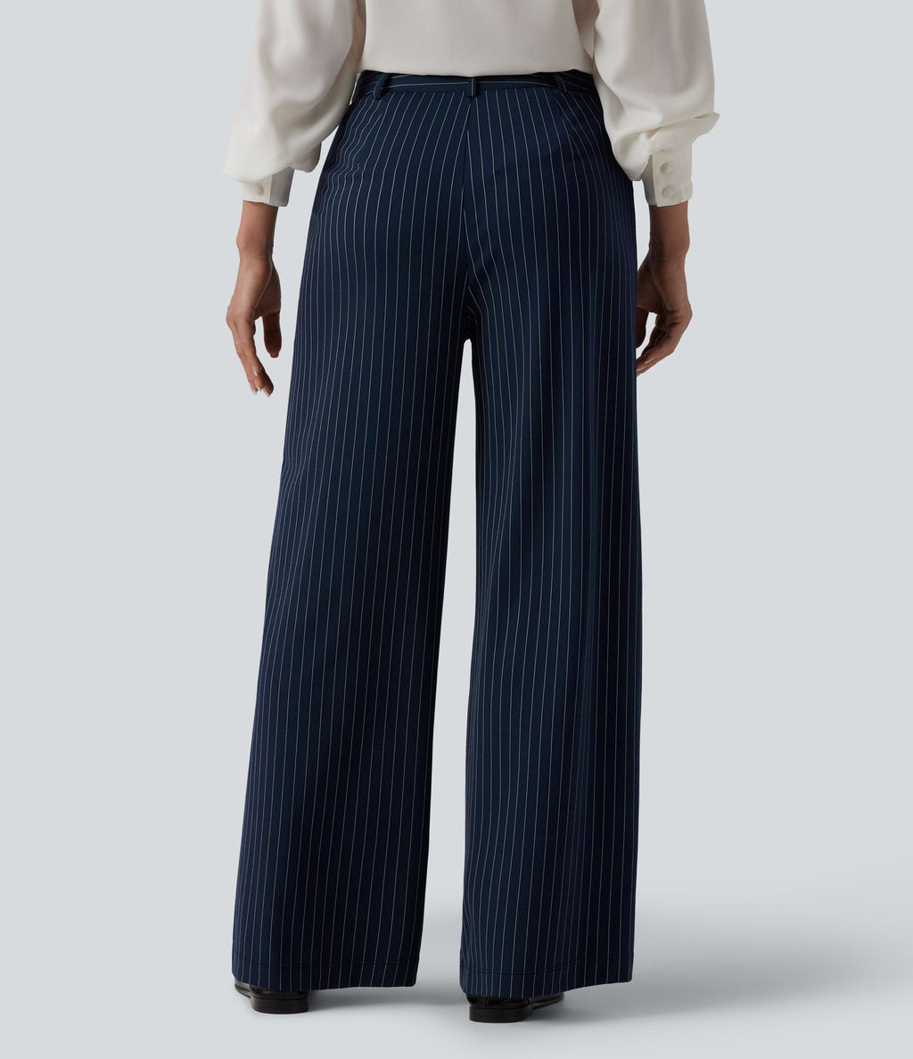 Pantalon Halara Flex™ tailleur large taille mi-haute à rayures à effet frais InstantCool et poches