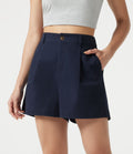 Short tailleur chino en coton taille haute à poches 7,5 cm