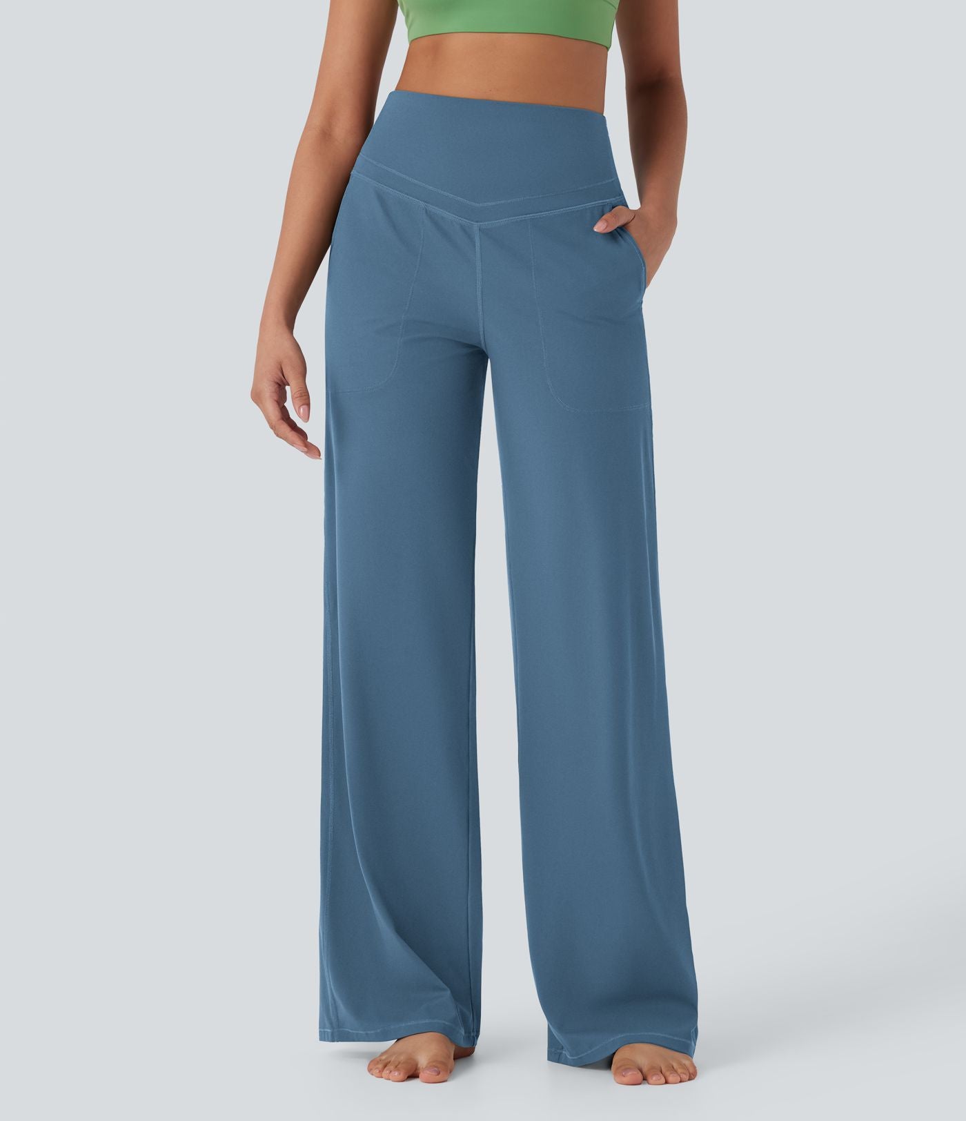 Pantalon de yoga droit gainant taille haute avec poches Halara UltraSculpt™