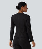 Blazer travail ouvert col rond manches longues